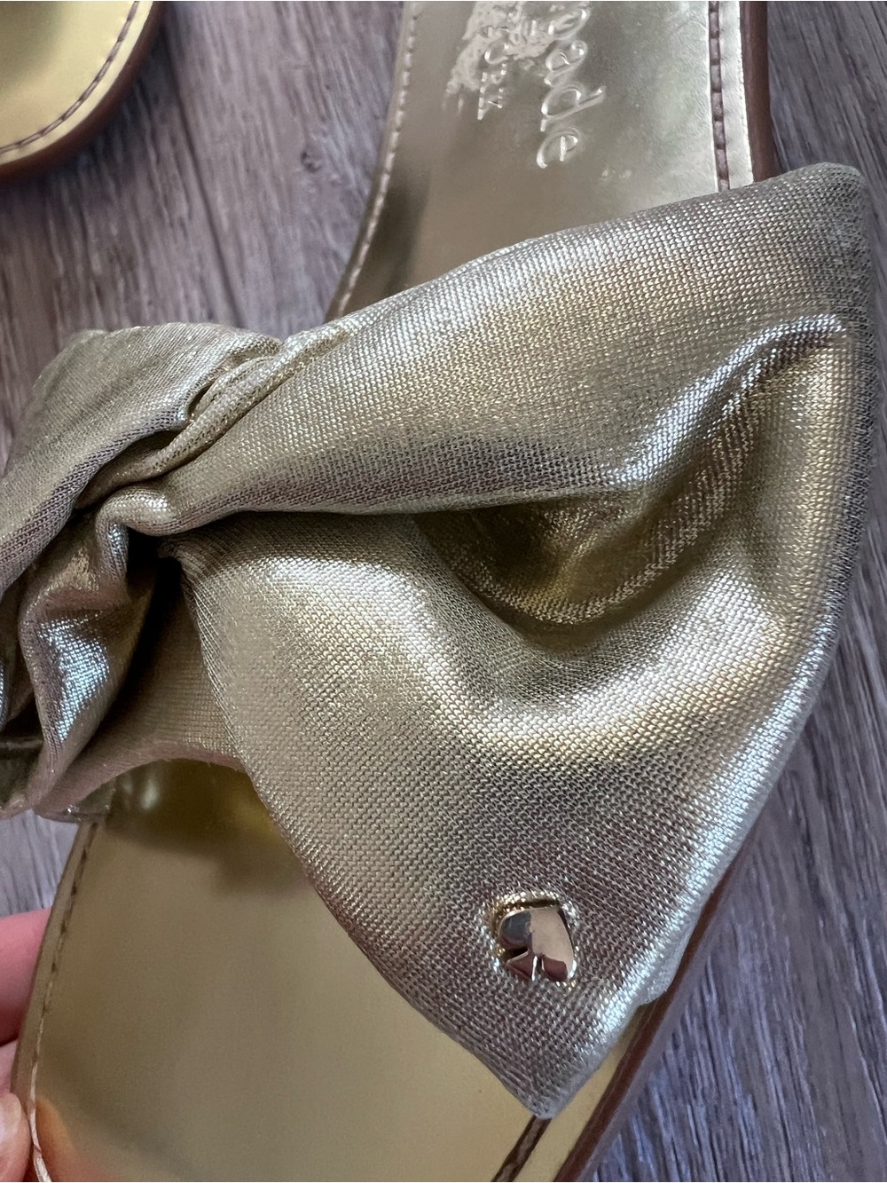 Kate Spade Metallic Gold Bikini Slide Sandals - Picture 7 of 14